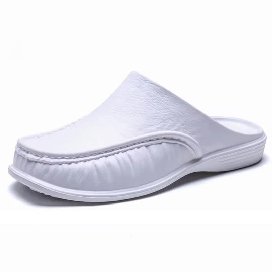Sabot orthopédique homme en cuir souple blanc