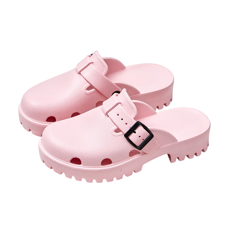 Sabot orthopédique femme avec bride réglable et crampons rose