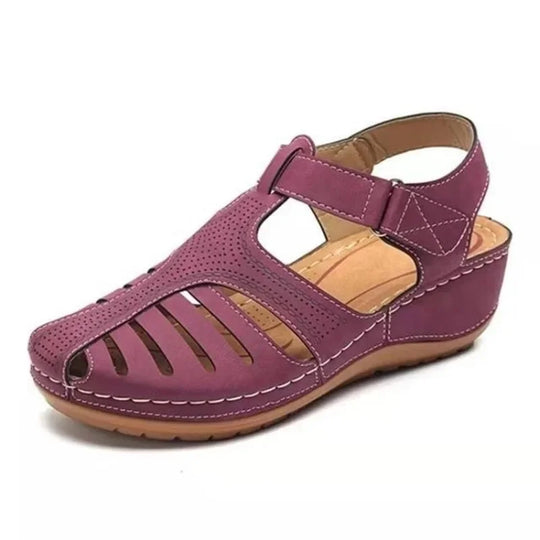 Sandale orthopédique femme confort à talon compensé violet