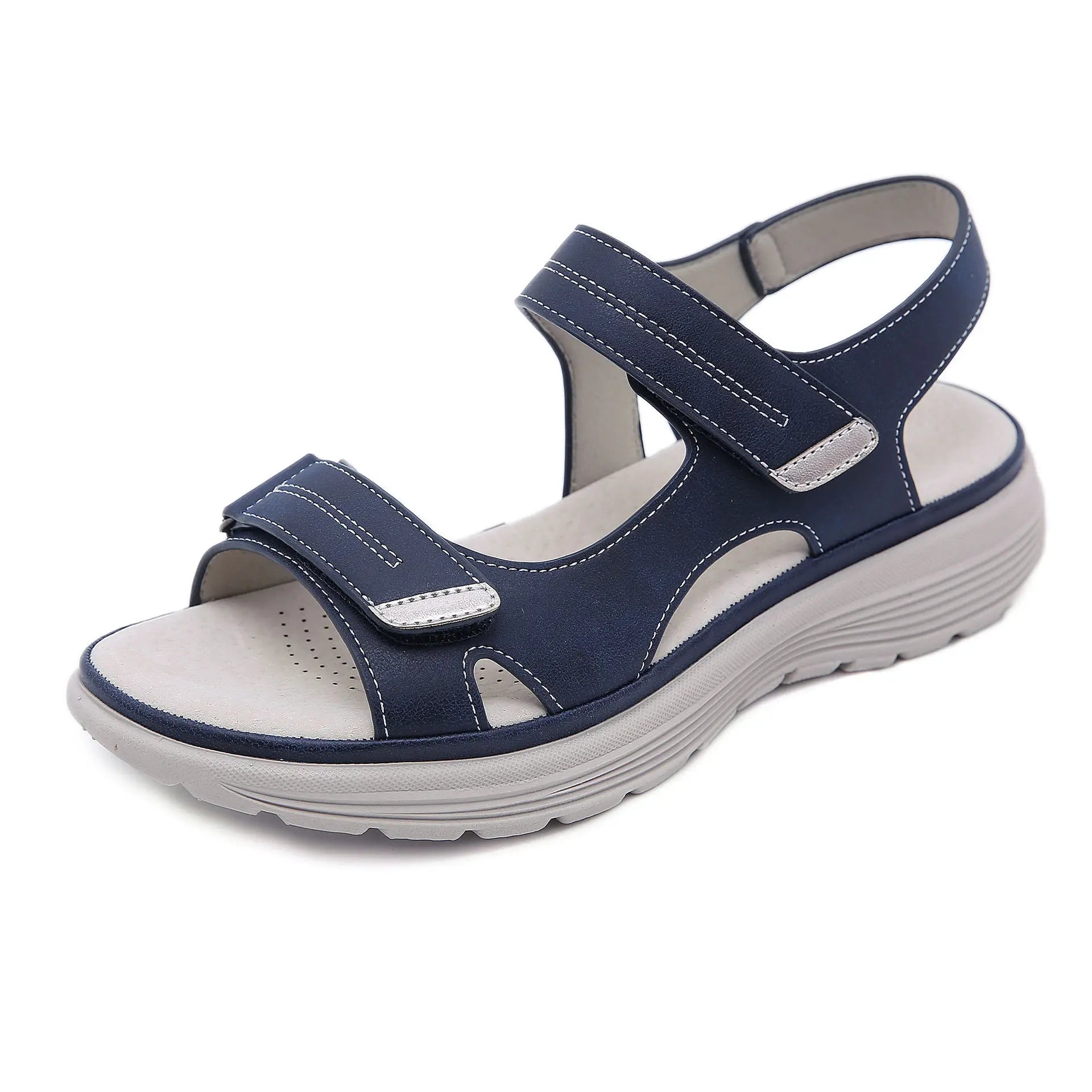 Sandale orthopédique femme à large ouverture bleu