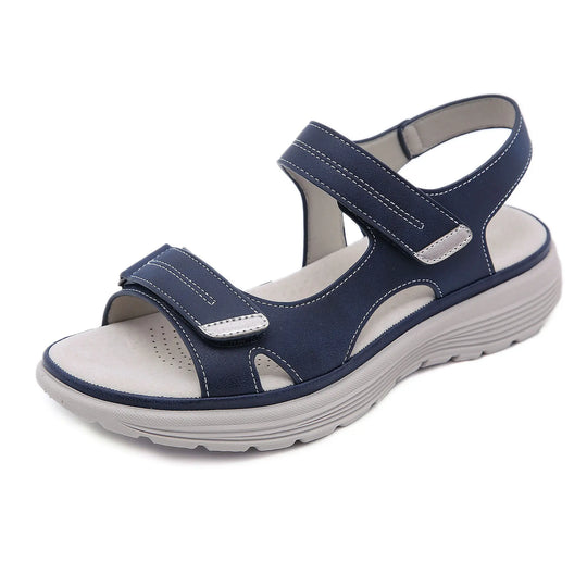 Sandale orthopédique femme à large ouverture bleu