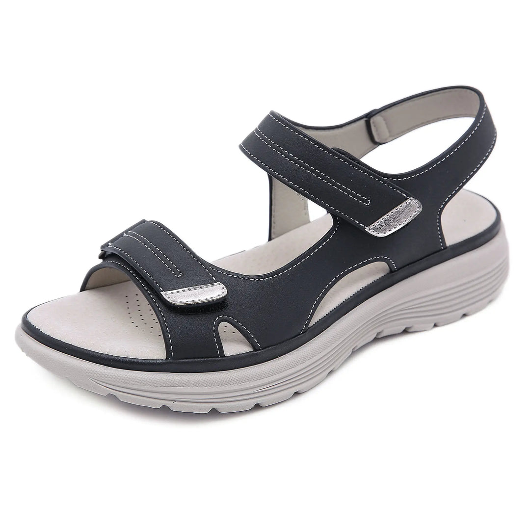 Sandale orthopédique femme à large ouverture noir