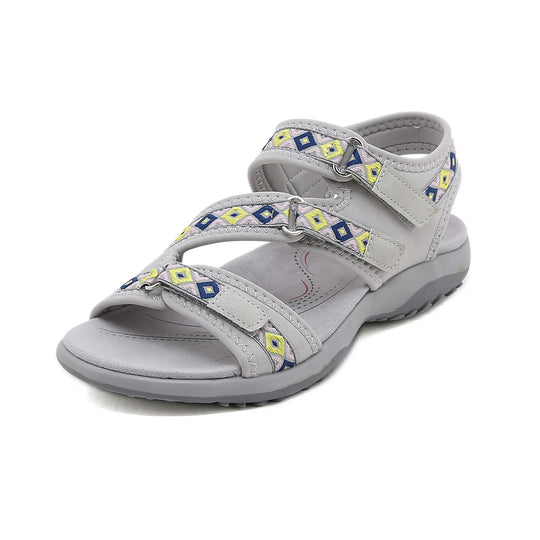 Sandale orthopédique femme marche tout terrain gris