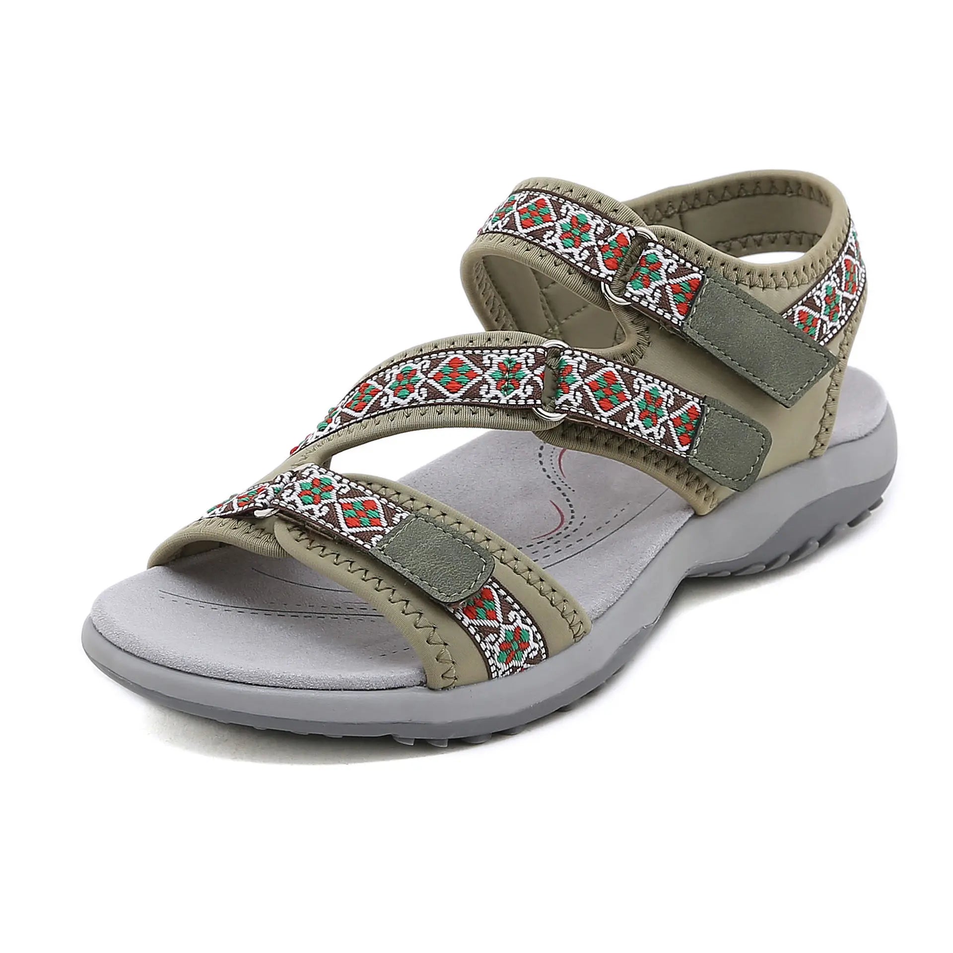 Sandale orthopédique femme marche tout terrain kaki
