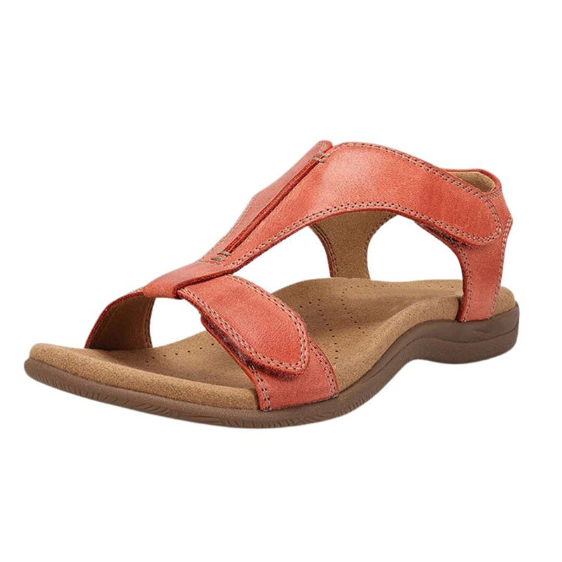 Sandale orthopédique femme minimaliste ouverte rouge
