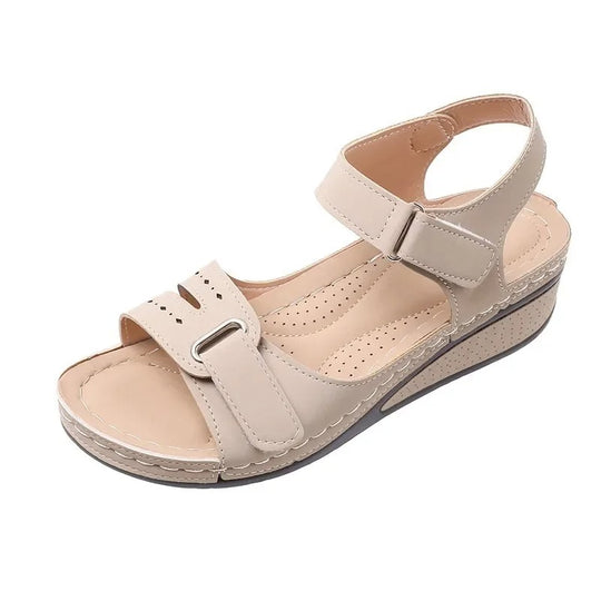 Sandale orthopédique femme à scratch ergonomique beige