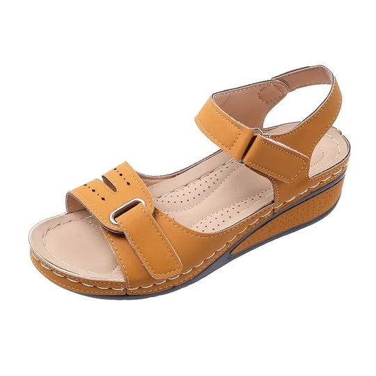 Sandale orthopédique femme à scratch ergonomique marron