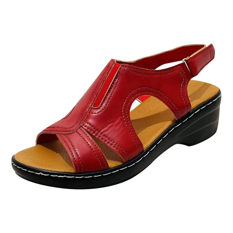 Sandale orthopédique femme urbaine confort rouge