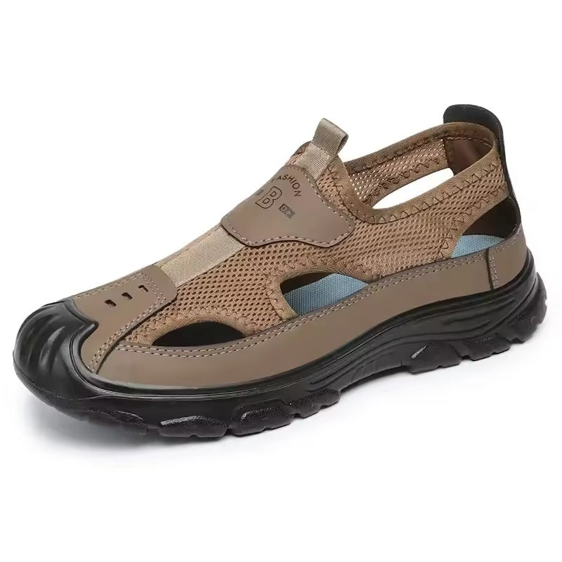 Sandale orthopédique homme aérée et souple marron
