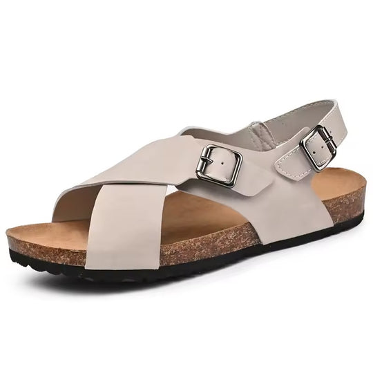 Sandale orthopédique homme à boucle croisée gris