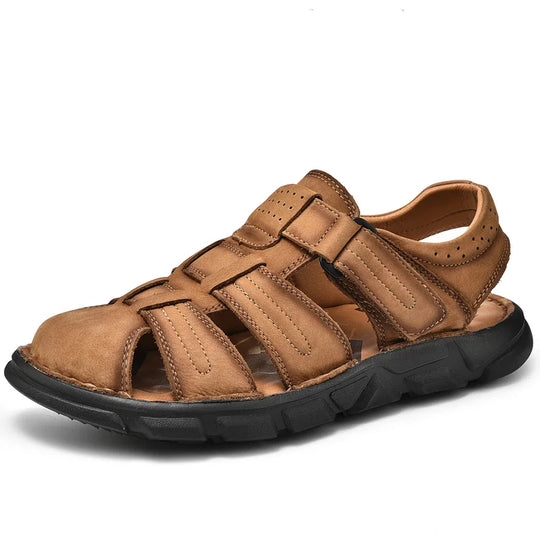 Sandale orthopédique homme fermée ergonomique camel