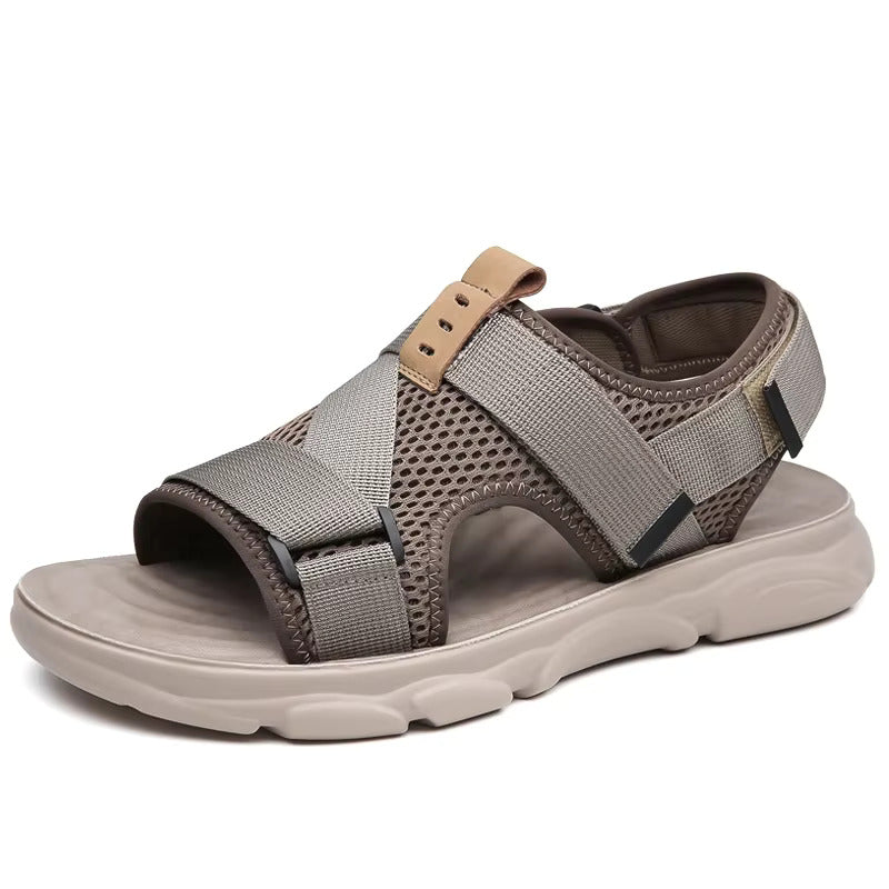 Sandale orthopédique homme à maintien croisé marron