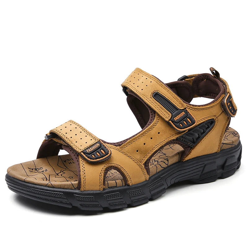 Sandale orthopédique homme sport à velcro camel