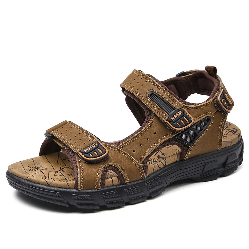 Sandale orthopédique homme sport à velcro marron