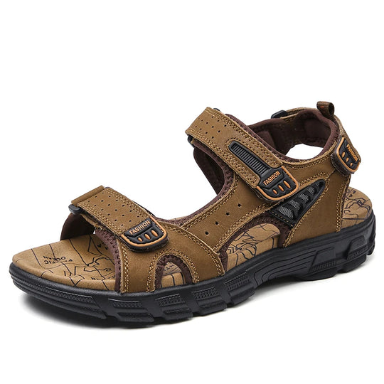 Sandale orthopédique homme sport à velcro marron