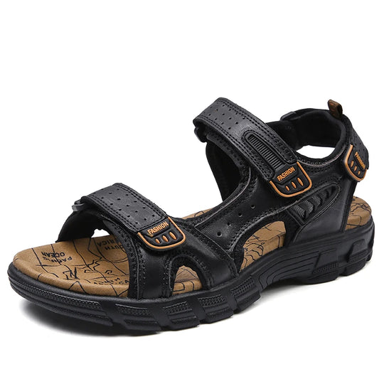 Sandale orthopédique homme sport à velcro noir