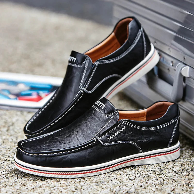 Mocassin orthopédique homme couture contrastée