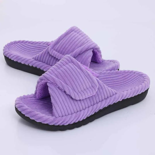 Chausson orthopédique femme côtelé à semelle souple