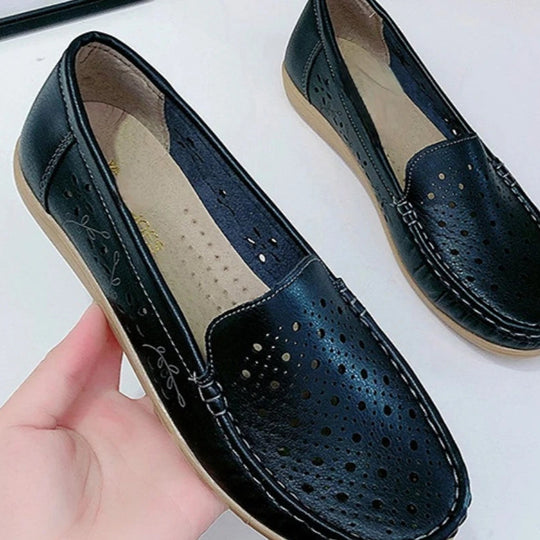 Mocassin orthopédique femme perforé floral
