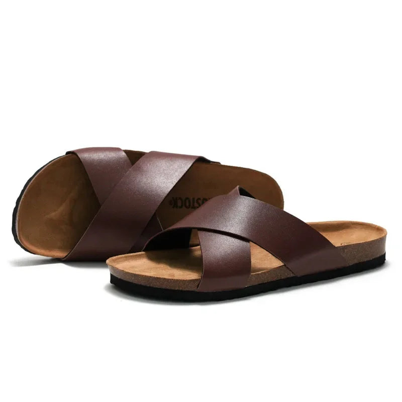 Claquette orthopédique homme à brides croisées confort
