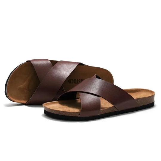 Claquette orthopédique homme à brides croisées confort