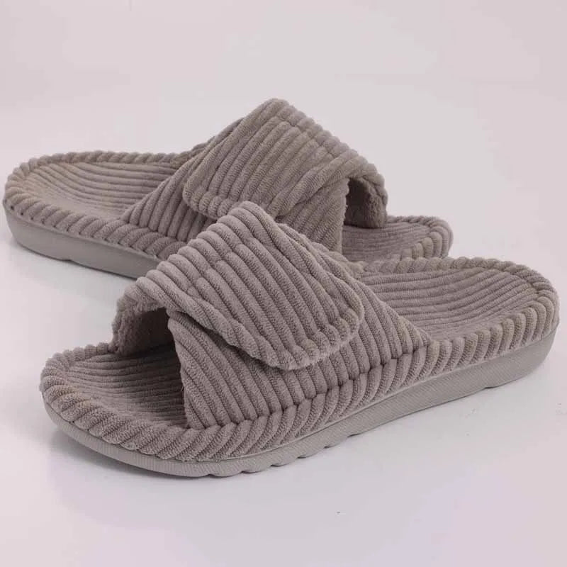 Chausson orthopédique femme côtelé à semelle souple