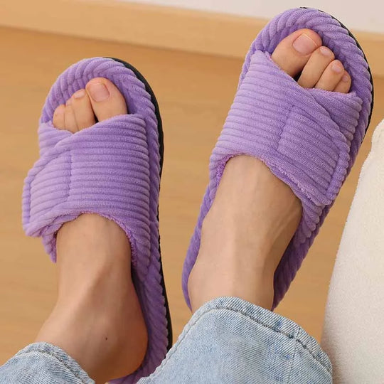 Chausson orthopédique femme côtelé à semelle souple
