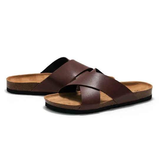 Claquette orthopédique homme à brides croisées confort