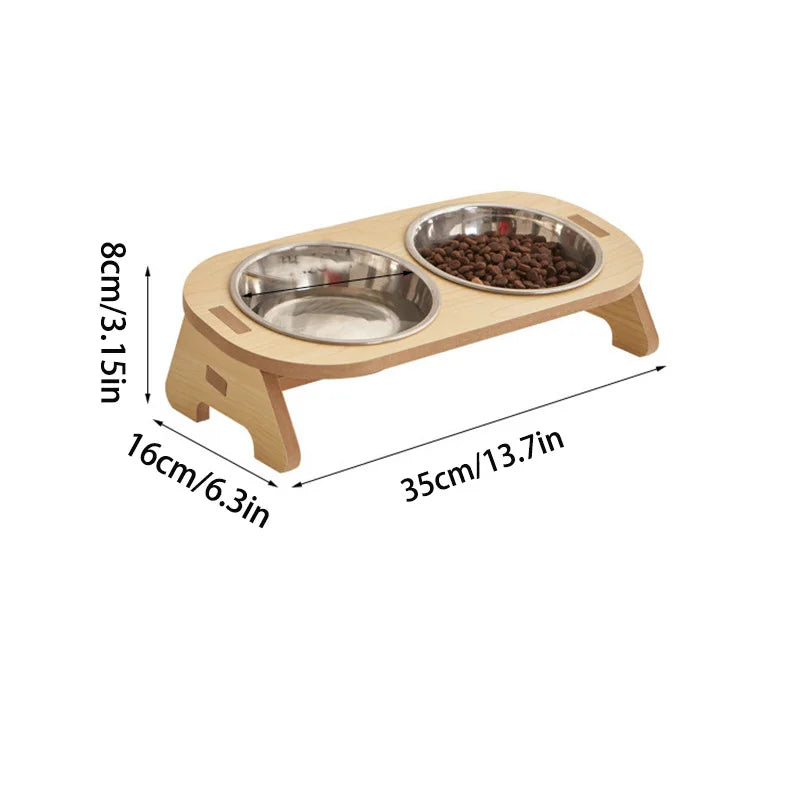 Gamelle orthopédique chat avec support en bois compact