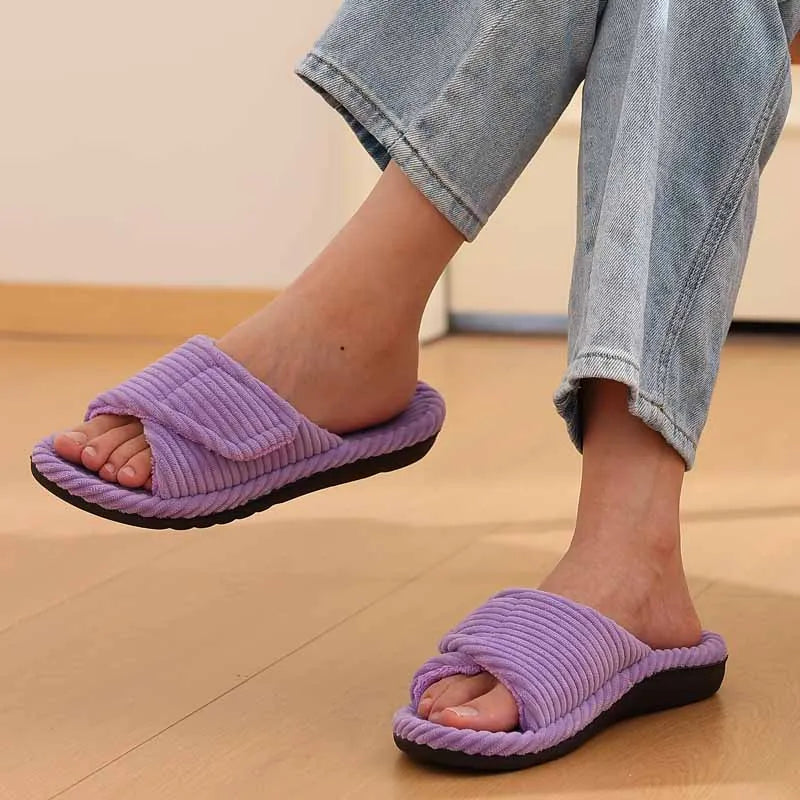 Chausson orthopédique femme côtelé à semelle souple