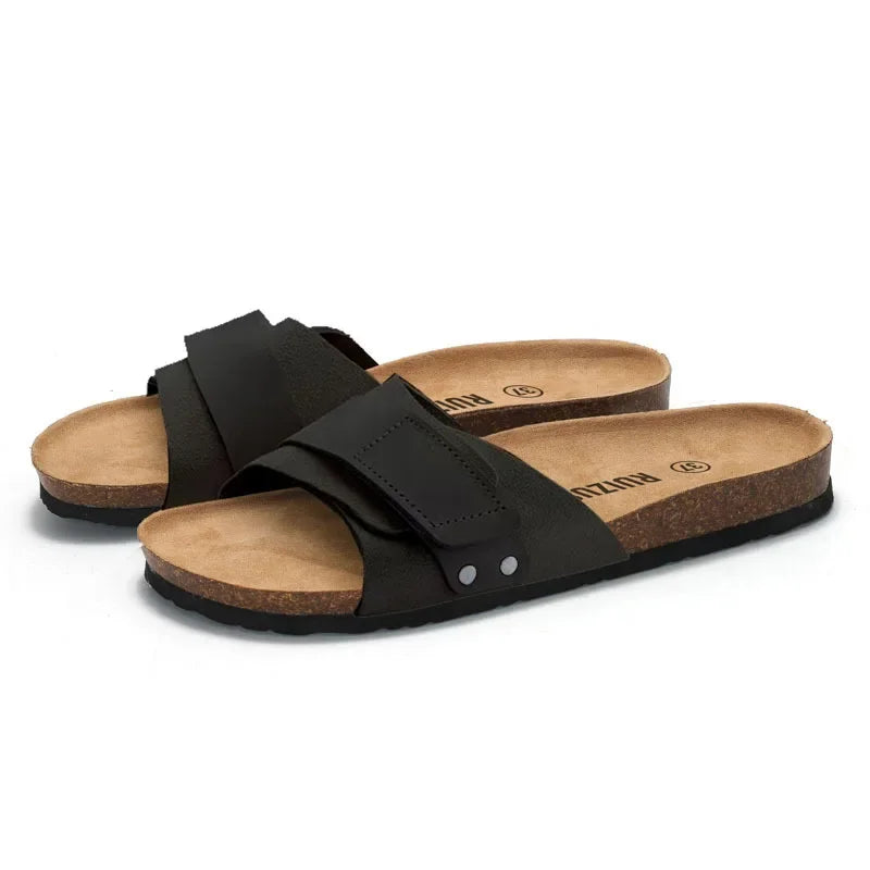 Claquette orthopédique homme en liège à scratch ajustable