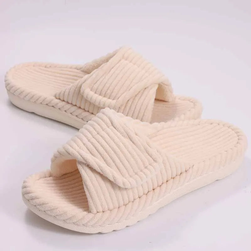 Chausson orthopédique femme côtelé à semelle souple
