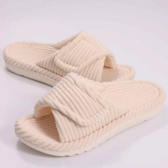 Chausson orthopédique femme côtelé à semelle souple