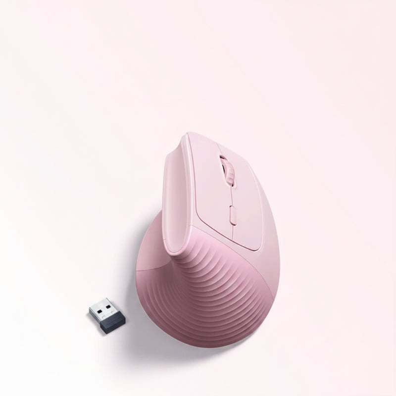Souris orthopédique sans fil ergonomique Bluetooth couleur rose