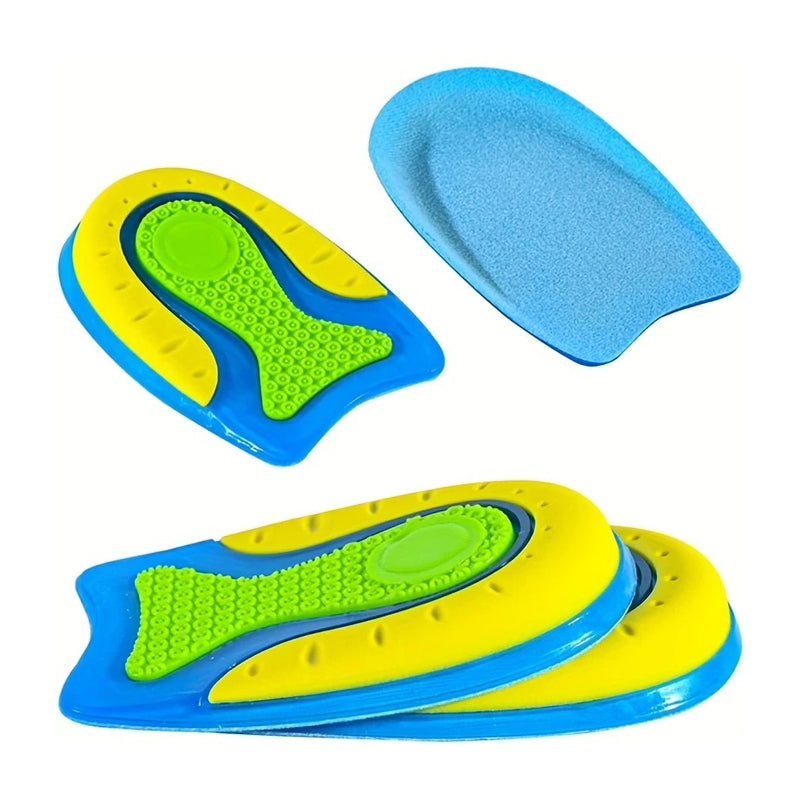 Talonnette orthopédique gel confort pour marche bleu et jaune