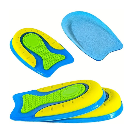 Talonnette orthopédique gel confort pour marche bleu et jaune