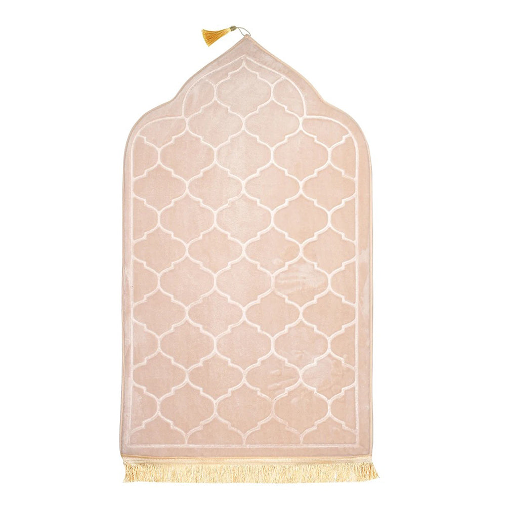 Tapis de prières orthopédique de voyage antidérapant et pliable beige