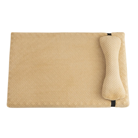 Tapis orthopédique chien apaisant avec coussin intégré beige