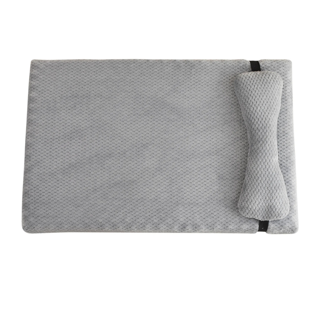 Tapis orthopédique chien apaisant avec coussin intégré gris