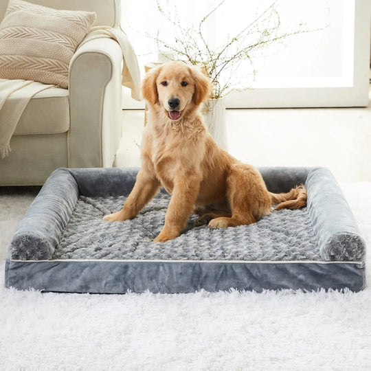 Tapis orthopédique chien luxe à mémoire de forme gris