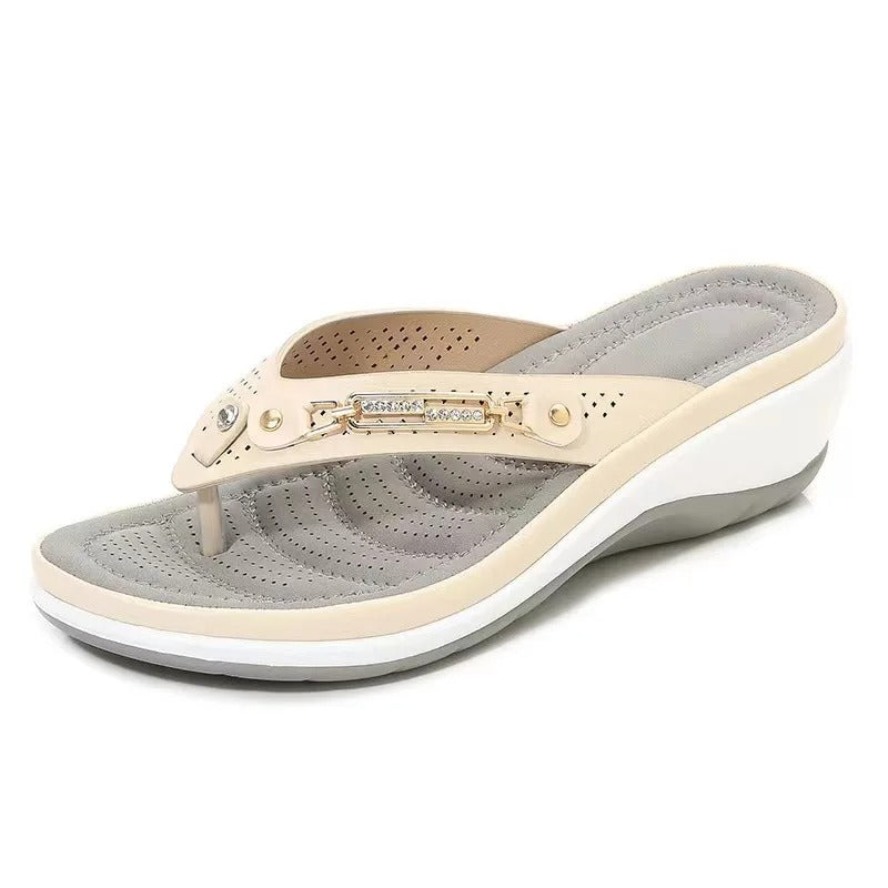 Tong orthopédique femme confort quotidien beige