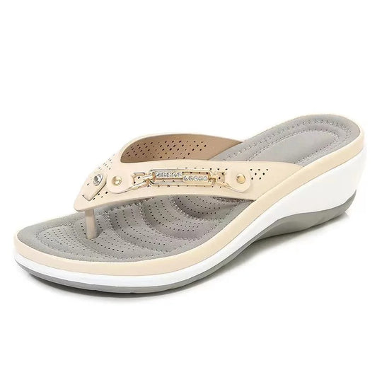Tong orthopédique femme confort quotidien beige