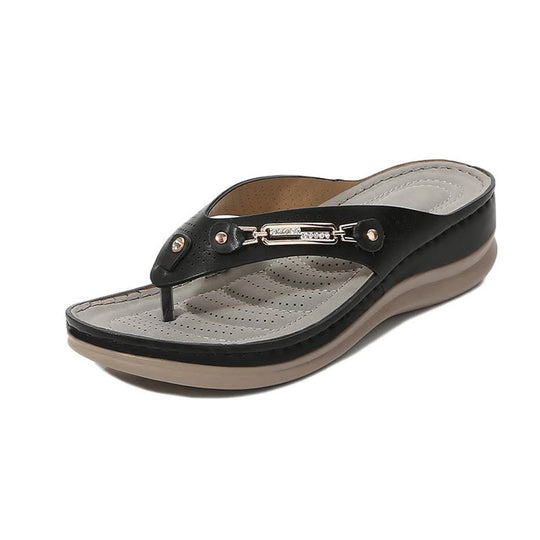 Tong orthopédique femme confort quotidien noir