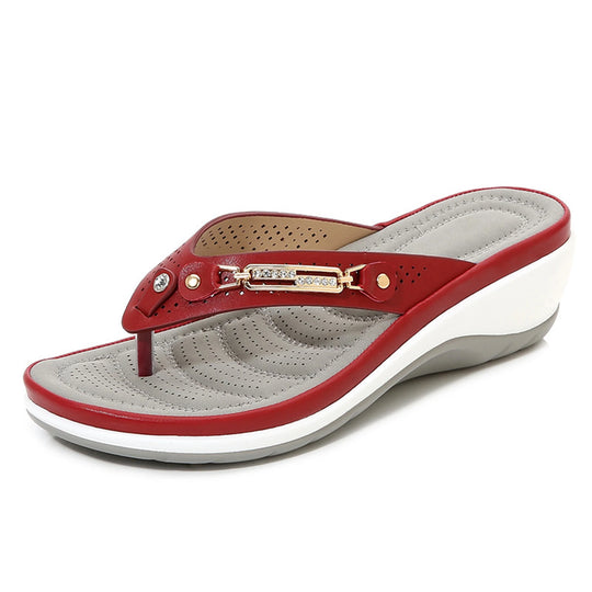 Tong orthopédique femme confort quotidien rouge