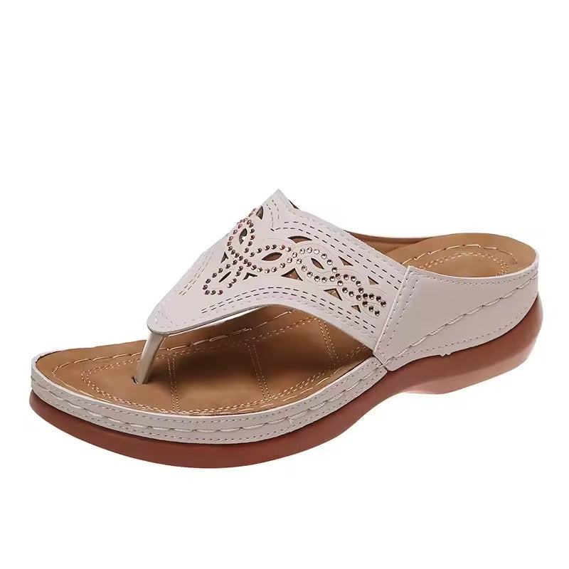 Tong orthopédique femme idéale été beige