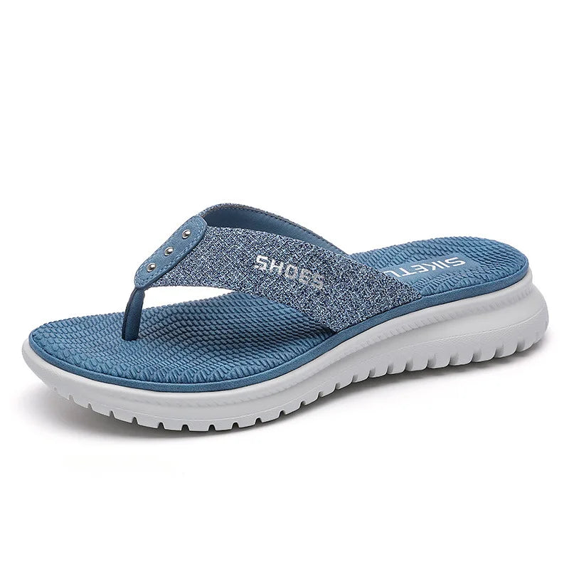 Tong orthopédique femme à semelle souple jeans