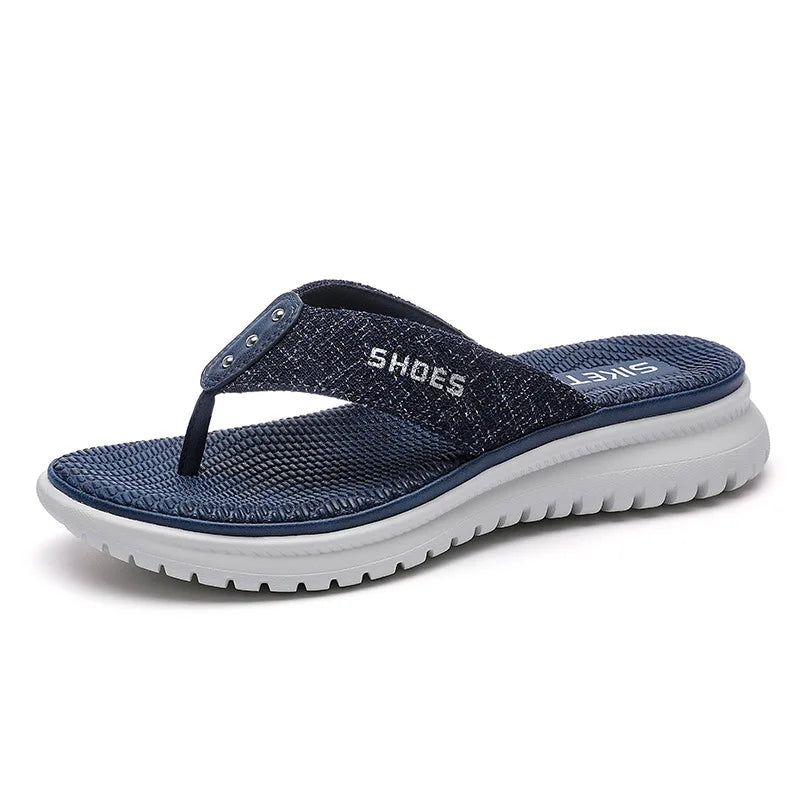 Tong orthopédique femme à semelle souple bleu