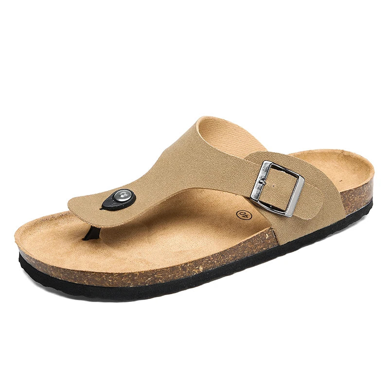 Tong orthopédique homme avec soutien ajustable beige
