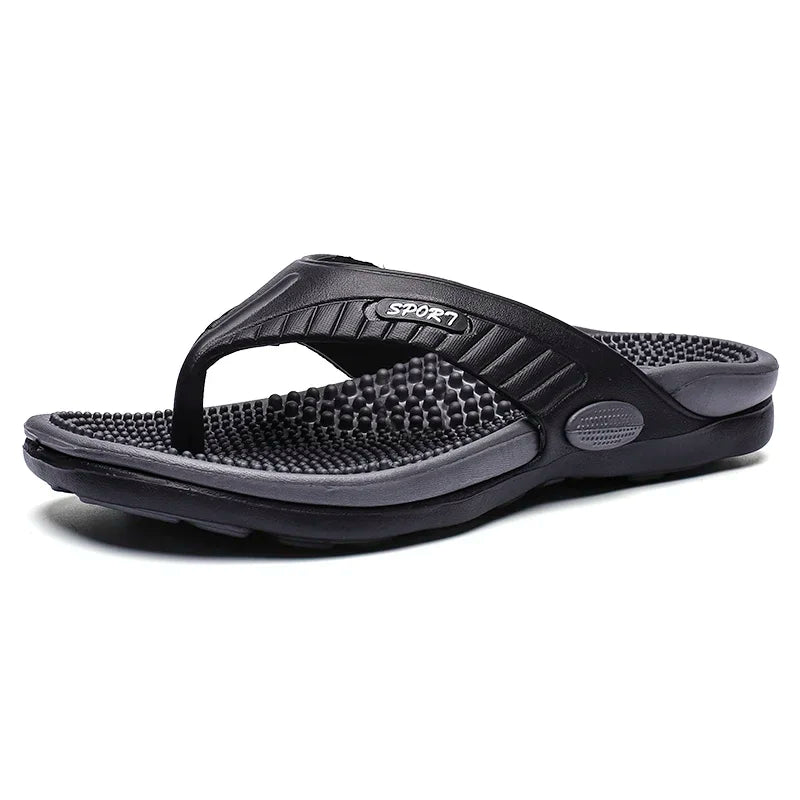 Tong orthopédique homme massante et antidérapante noir