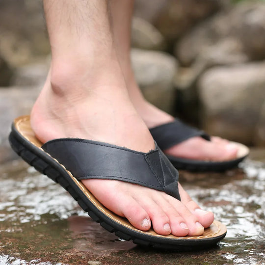 Tong orthopédique homme semelle confort renforcée noir